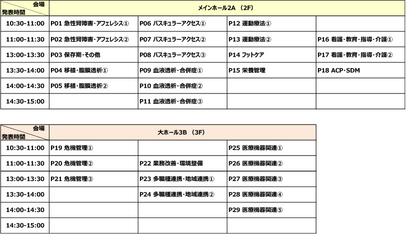 ポスターセッション・タイムテーブル